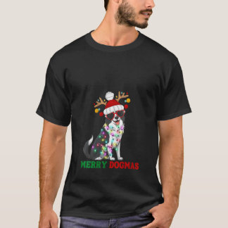 Camiseta Natal das Mulheres Dogmas Engraçado Cachorro Borde