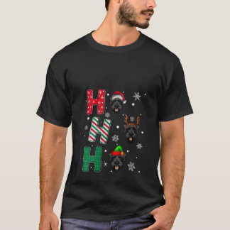 Camiseta Natal das Mulheres Ho Ho Ho Amantes de Schnauzer G