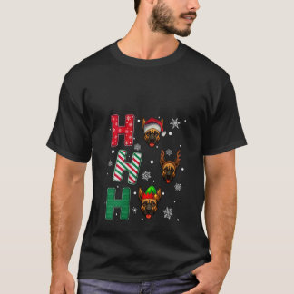 Camiseta Natal das Mulheres Ho Ho Ho Cão Malinois Belga Ama
