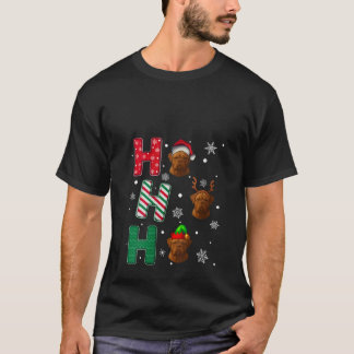 Camiseta Natal das Mulheres Ho Ho Ho Dogue De Bordeaux Aman