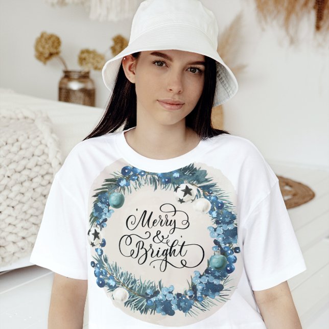 Camiseta Natal das Mulheres Vermelhas Modernas e felizes (Criador carregado)