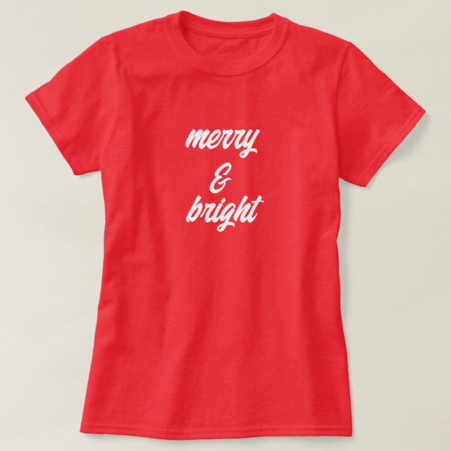Camiseta Natal das Mulheres Vermelhas Modernas e felizes (Frente do Design)
