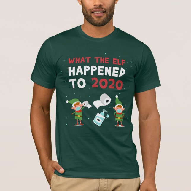 Camiseta Natal de 2020 Engraçado Quarantined Elf Novelty (Frente)