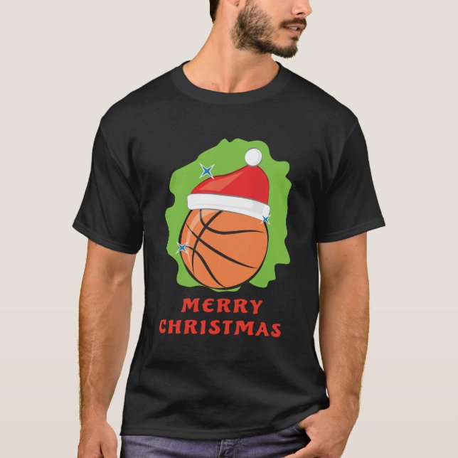 Camiseta Natal de basquete de feliz - Engraçado (Frente)