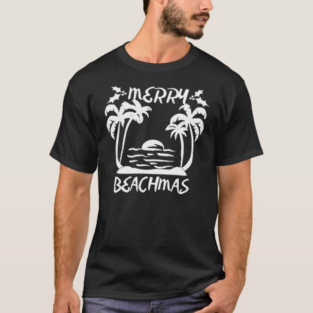 Camiseta Natal De Beachmas feliz Em Julho (Frente)