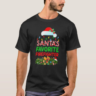 Camiseta Natal De Bombeiro Favorito Dos Papais noeis De Ilu