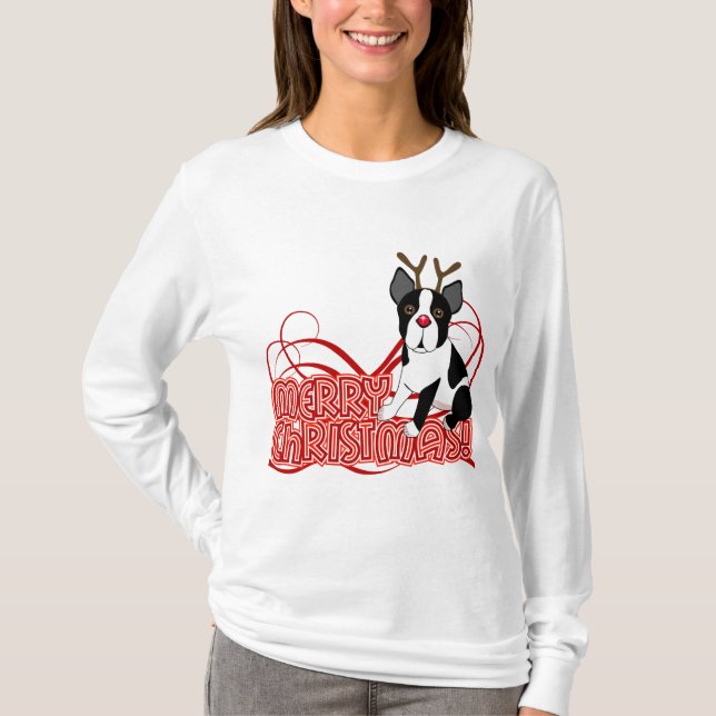 Camiseta Natal de Boston Terrier (Frente)