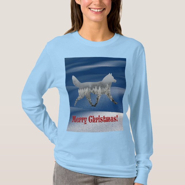 Camiseta Natal de Cachorro de Trineo (Frente)