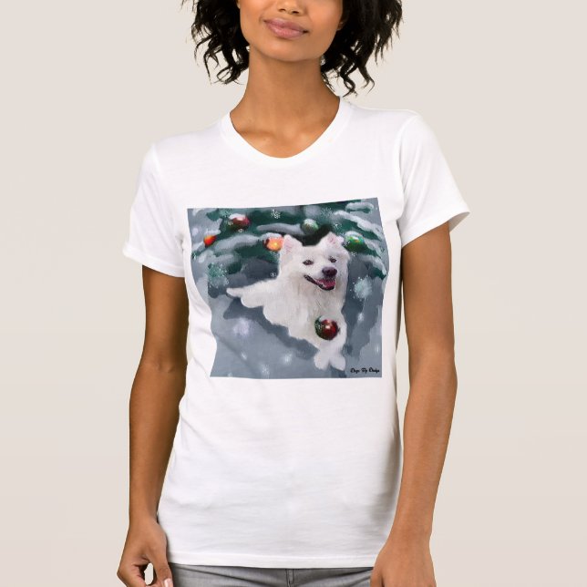 Camiseta Natal de Cão Eskimo Americano (Frente)
