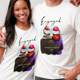 Camiseta Natal de Casais Personalizados de Script Engajado