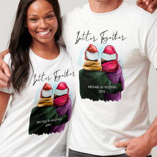 Camiseta Natal de Casais Personalizados Melhor Juntos