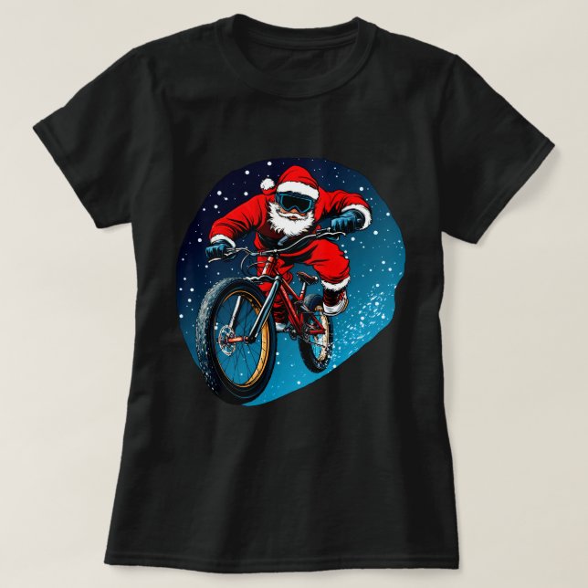 Camiseta Natal de Ciclista Downhill (Frente do Design)