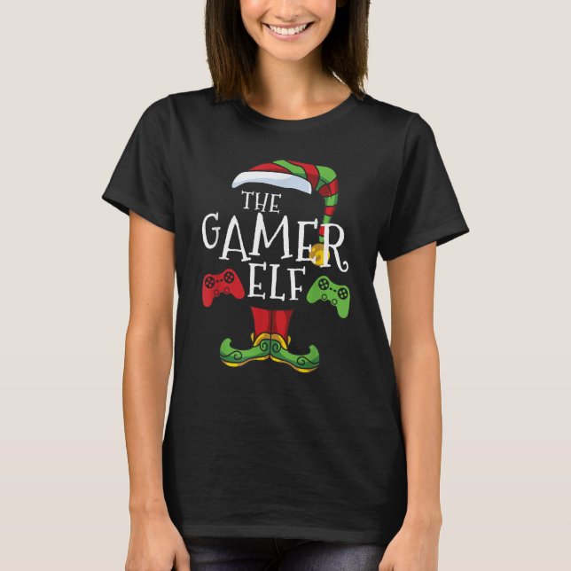 Camiseta Natal de Combinação de Família de Jogos Elfos (Frente)