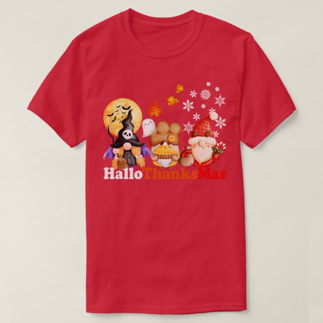 Camiseta Natal de Dia de Ação de Graças de HallowGraçasMas (Frente do Design)