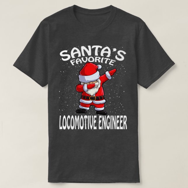 Camiseta Natal de Engenheiro de Locomotiva Favorita Santas (Frente do Design)
