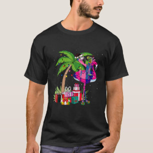 Camiseta Natal De Flamingo Rosa Tropical Em Julho Pa