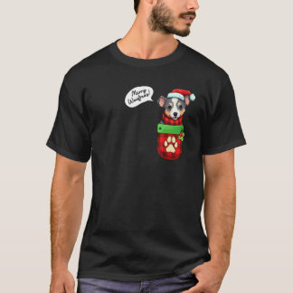 Camiseta Natal de Gado Australiano Alegre Woofmas No Bolso