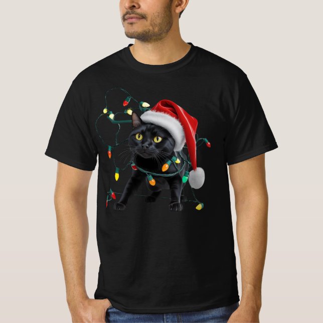 Camiseta Natal de Gatinho Fofo (Frente)
