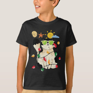 Camiseta Natal de Gato em Julho Kitten Legal Pet Verão Trop