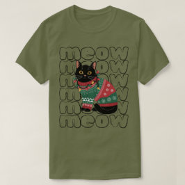 Camiseta Natal de Gato Preto Engraçado 