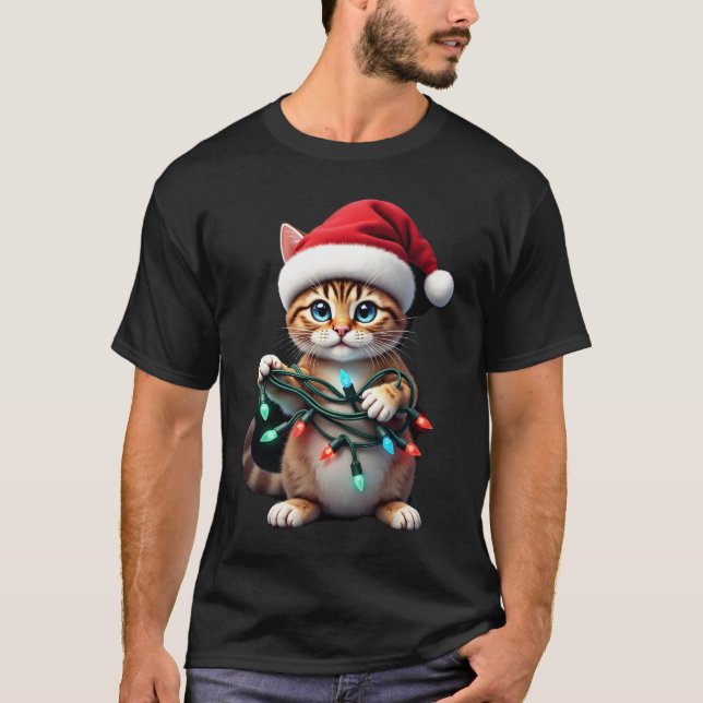Camiseta Natal de Gato Siames V-Neck (2) (Frente)