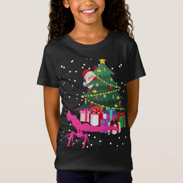 Camiseta Natal de Ginástica: Papai Noel Traga-me Barras de  (Frente)