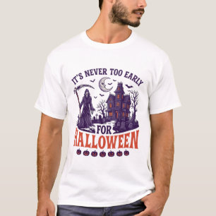 Camiseta Natal de Halloween Muito Cedo Ceifador Casa Assomb