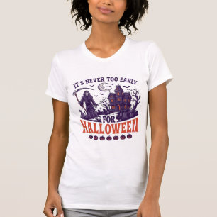 Camiseta Natal de Halloween Muito Cedo Ceifador Sinistro Ca