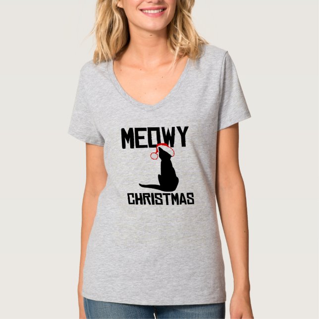 Camiseta Natal de Meowy - humor do feriado - .png (Frente)