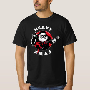 Camiseta Natal de Metal Pesado Guitarrista Papai Noel