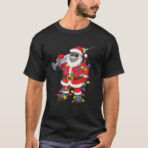 Camiseta Natal de Papai Noel Afro-Americano Vacinado