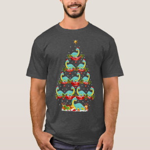 Camiseta Natal de Papais noeis de Natal Brontosaurus Dinosa