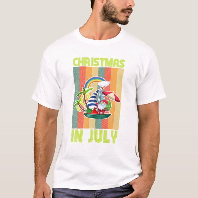 Camiseta Natal De papais noeis No Verão De Julho (Frente)
