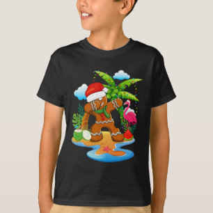 Camiseta Natal de Praia do Flamingo de Pão de Mel com Dabbi