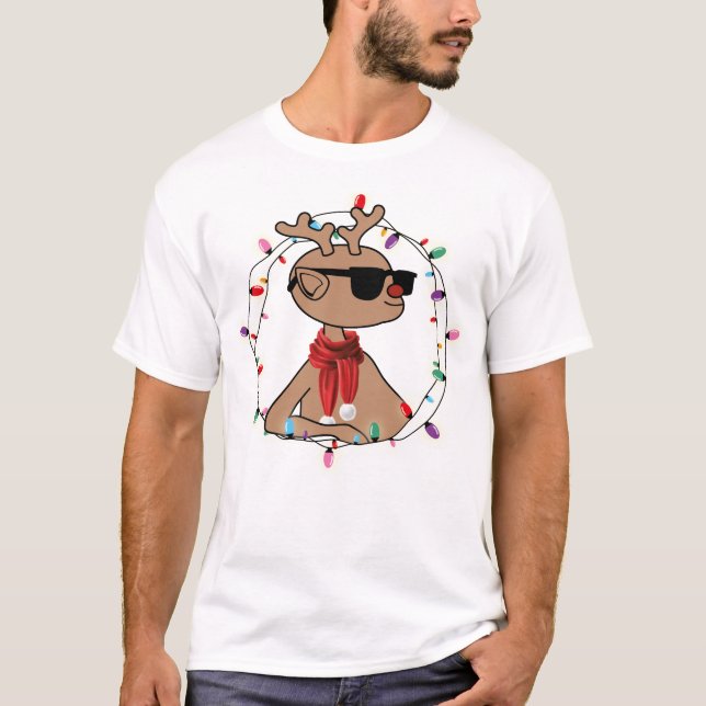 Camiseta Natal de Reindeer Legal Feriado Moderno (Frente)