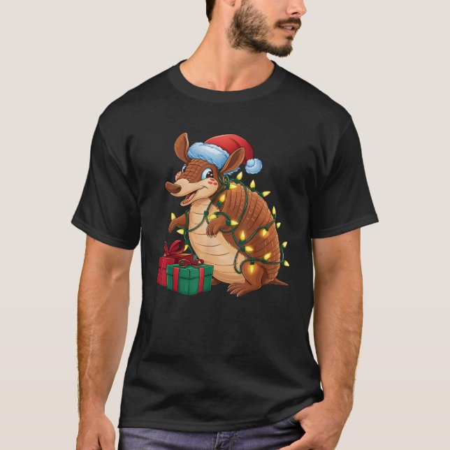 Camiseta Natal de Santa Hat Armadillo (Frente)