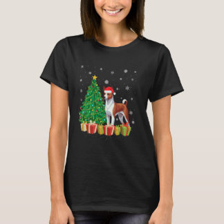 Camiseta Natal de Santa Hat Basenji Cachorra de Natal