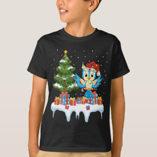 Camiseta Natal de Santa Hat Bluebird, Árvore de Iluminação 