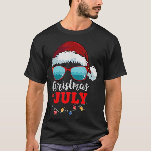 Camiseta Natal De Santa Hat No Verão Em Julho (2) (Frente)