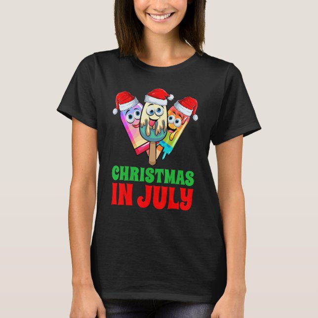 Camiseta Natal De Sorvete De Luz De Verão Em Julho (Frente)