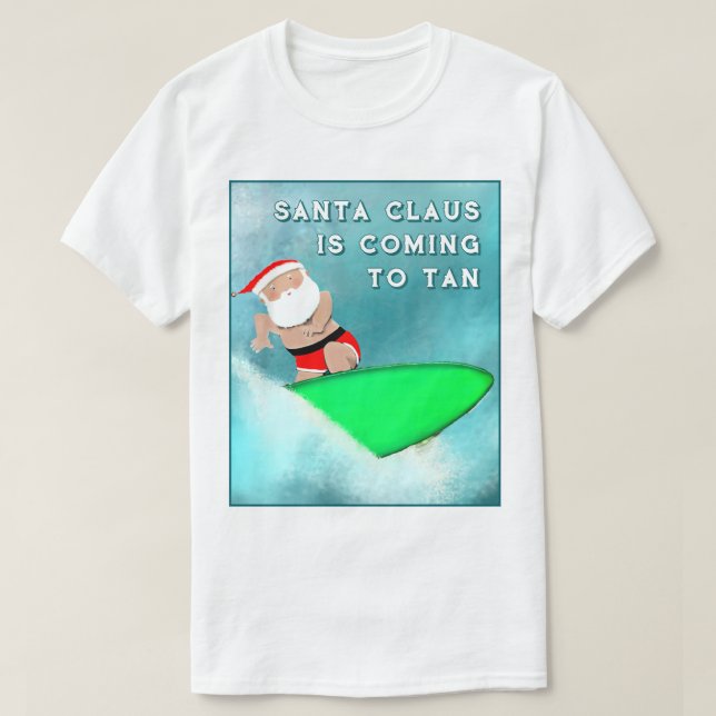 Camiseta Natal de Surf Divertido (Frente do Design)