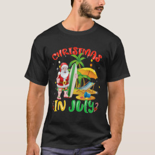 Camiseta Natal de Surfista de Natal Em Julho Família do Pap