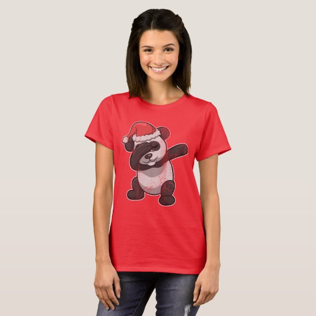 Camiseta Natal de toque ligeiro do urso de panda (Frente Completa)