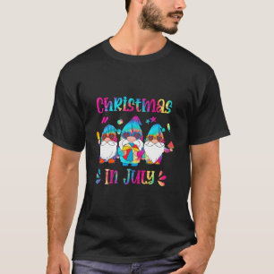 Camiseta Natal De Três Gnomos Em Julho De Verão