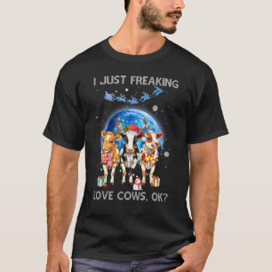 Camiseta Natal de Vaca Eu Amo Vacas Sem Mais