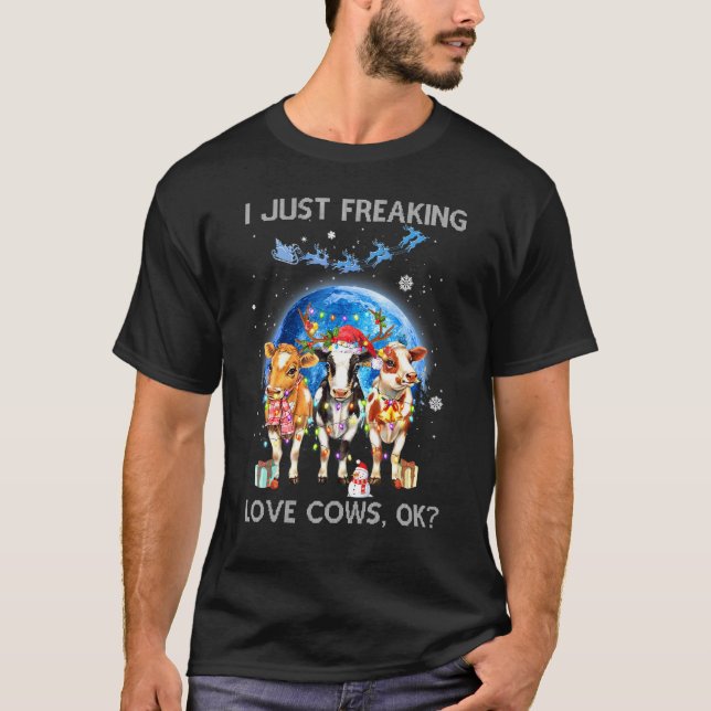 Camiseta Natal de Vaca Eu Amo Vacas Sem Mais (Frente)
