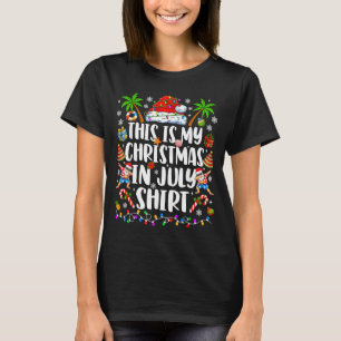 Camiseta Natal de Verão Chapéu do Papai Noel Férias de Verã