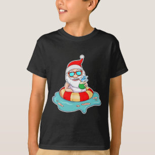 Camiseta Natal de Verão em Julho Santa Tropical no Conjunto