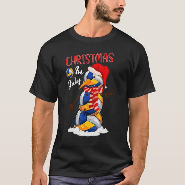 Camiseta Natal De Vôlei De Santa Hat Em Jul (Frente)