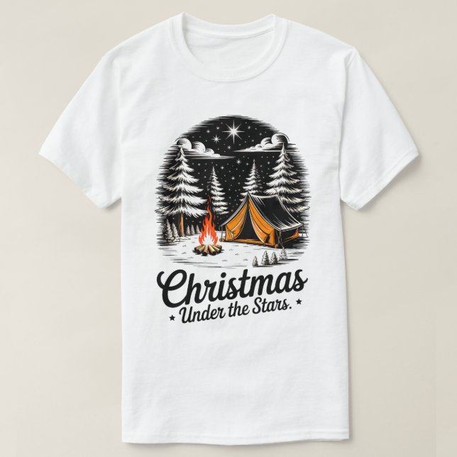 Camiseta Natal debaixo da cena do acampamento das estrelas (Frente do Design)